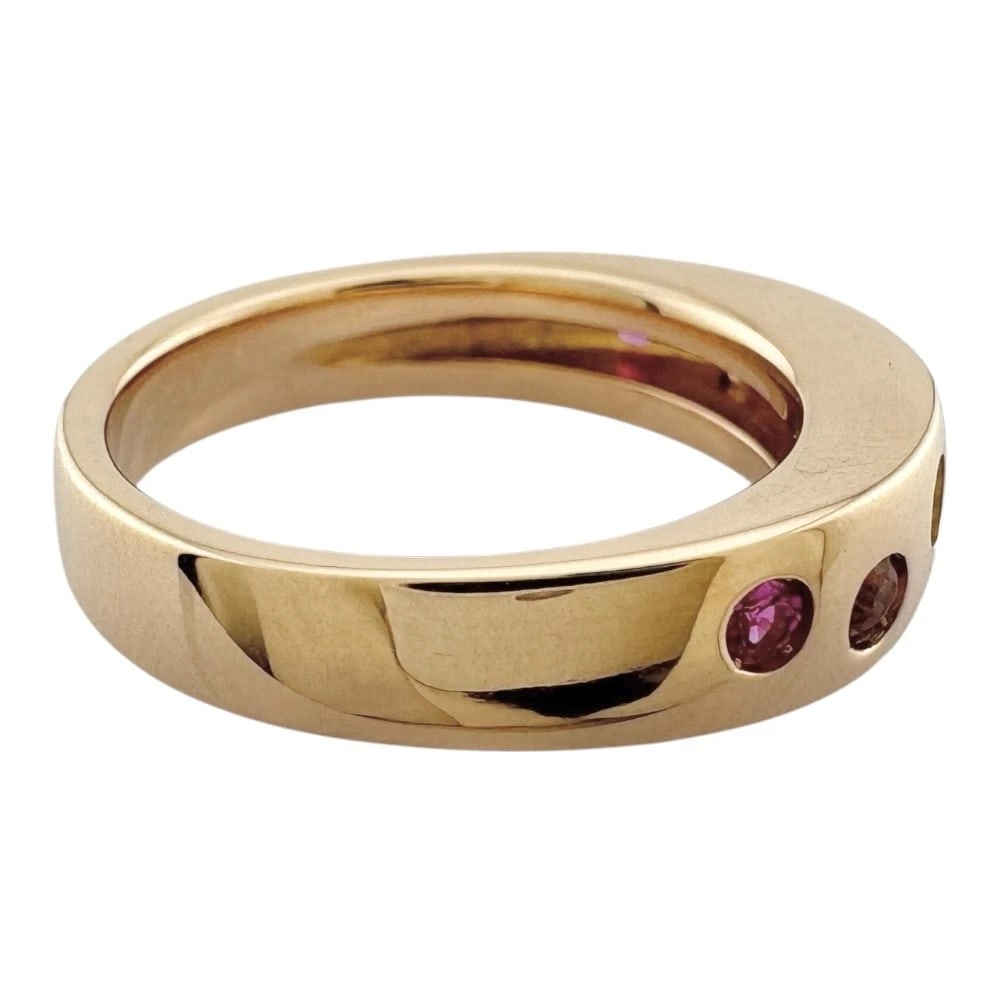 RING K18 YELLOW GOLD RUBY PINK - 5