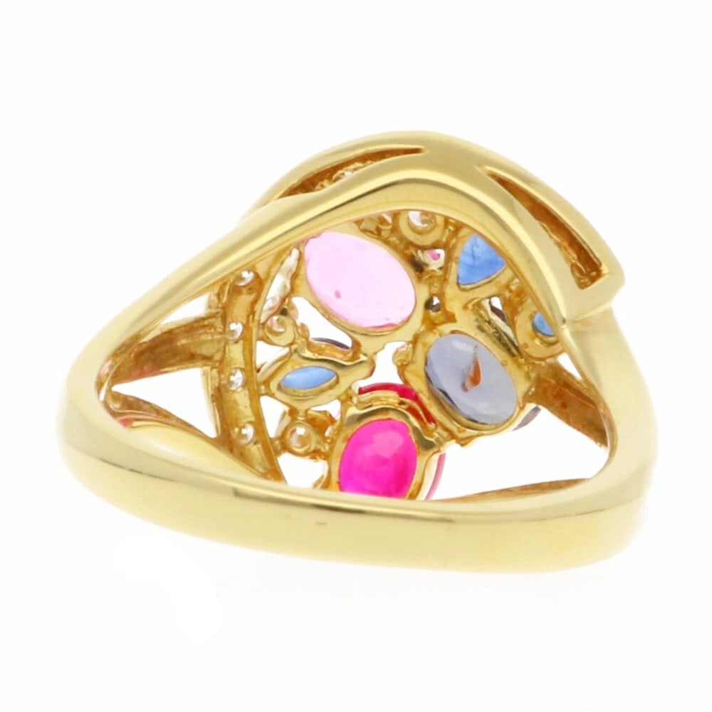 RING K18 YELLOW GOLD SAPPHIRE RUBY - 3