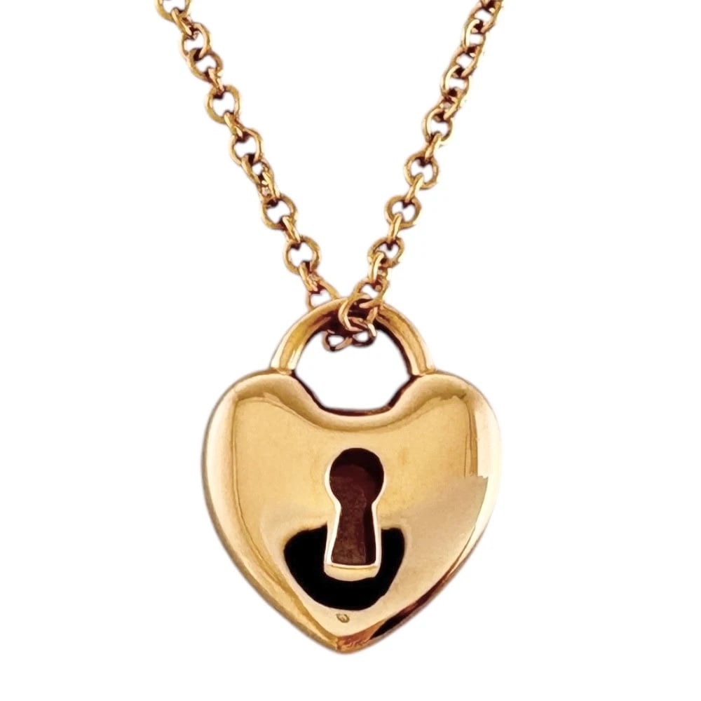 TIFFANY&CO. NECKLACE K18 PINK GOLD HEART LOCK: TIFFANY&Co. Necklace K18 Pink Gold Heart lock Brand: Tiffany&co. Type: Necklace Material: K18 Pink Gold, Color: Pink gold Size: Size(CM) Total Length:41cm Chain width:1.0mm Top:W9.0mm x