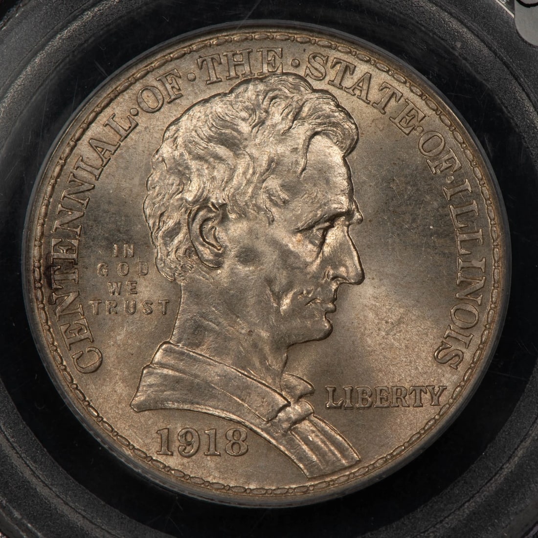 1918 50C LINCOLN-ILLINOIS COMMEMORATIVE SILVER HALF DOLLAR: 1918 50c Lincoln-Illinois Commemorative Silver Half Dollar Brand/Mint: None Year: 1918 Fineness: 0.9 Composition: Silver Coin: None Denomination: 50c Country of Origin: United States