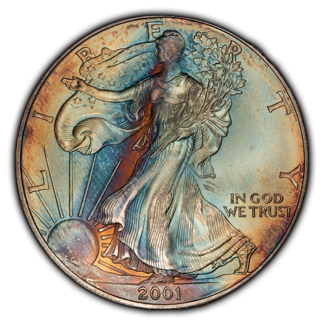 2001 1 OZ SILVER AMERICAN EAGLE: 2001 1 oz Silver American Eagle Brand/Mint: U.S. Mint Year: 2001 Fineness: 0.999 Composition: Silver Coin: American Eagle Denomination: None Country of Origin: United States Acce