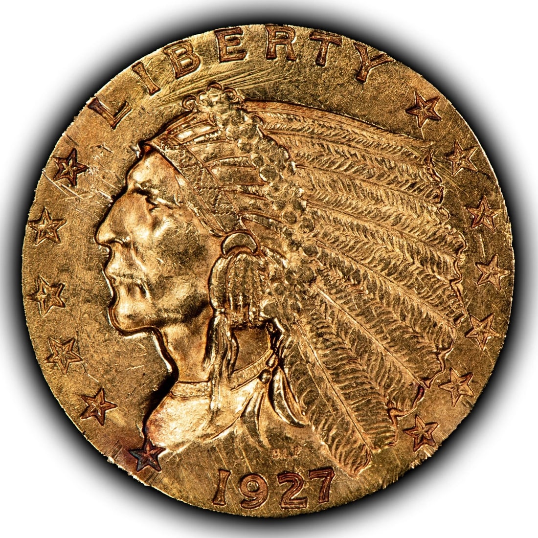 1927 G$2.50 INDIAN HEAD GOLD QUARTER EAGLE: 1927 G$2.50 Indian Head Gold Quarter Eagle Brand/Mint: U.S. Mint Year: 1927 Fineness: 0.9 Composition: Gold Coin: US Pre-1933 Gold Bullion Denomination: $2.50 Country of Origin: United St