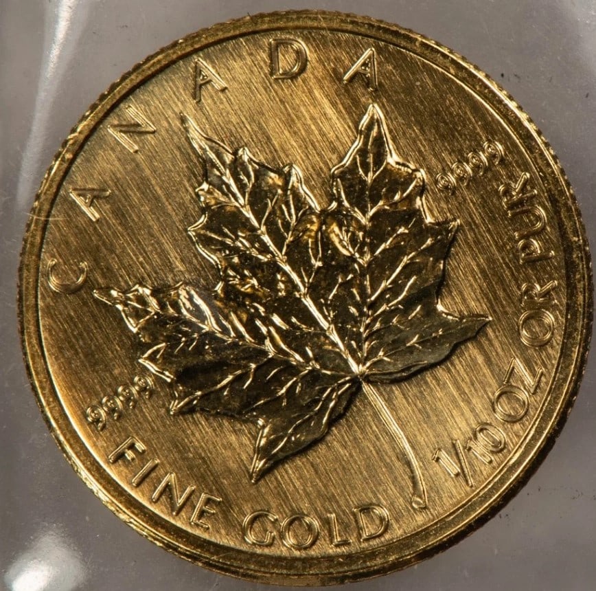2005 $5 CANADA 1/10 OZ GOLD MAPLE LEAF (1 of 2)