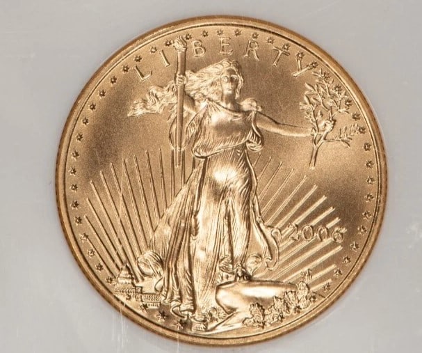 2006 G$25 1/2 OZ GOLD AMERICAN EAGLE: 2006 G$25 1/2 oz Gold American Eagle Brand/Mint: U.S. Mint Year: 2006 Fineness: 0.9167 Composition: Gold Coin: American Eagle Denomination: $25 Country of Origin: United States A