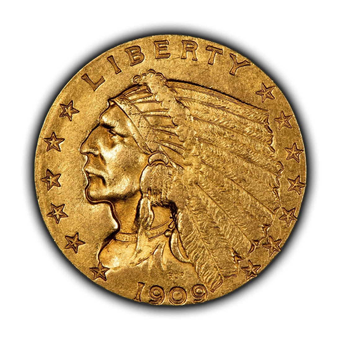 1909 G$2.50 INDIAN HEAD GOLD QUARTER EAGLE: 1909 G$2.50 Indian Head Gold Quarter Eagle Brand/Mint: U.S. Mint Year: 1909 Fineness: 0.9 Composition: Gold Coin: US Pre-1933 Gold Bullion Denomination: $2.50 Country of Origin: United St