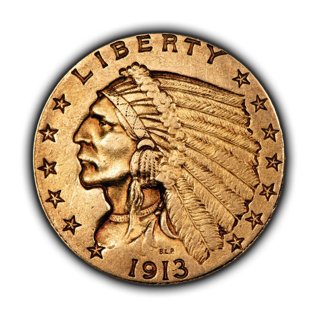 1913 G$2.50 INDIAN HEAD GOLD QUARTER EAGLE: 1913 G$2.50 Indian Head Gold Quarter Eagle Brand/Mint: U.S. Mint Year: 1913 Fineness: 0.9 Composition: Gold Coin: US Pre-1933 Gold Bullion Denomination: $2.50 Country of Origin: United St
