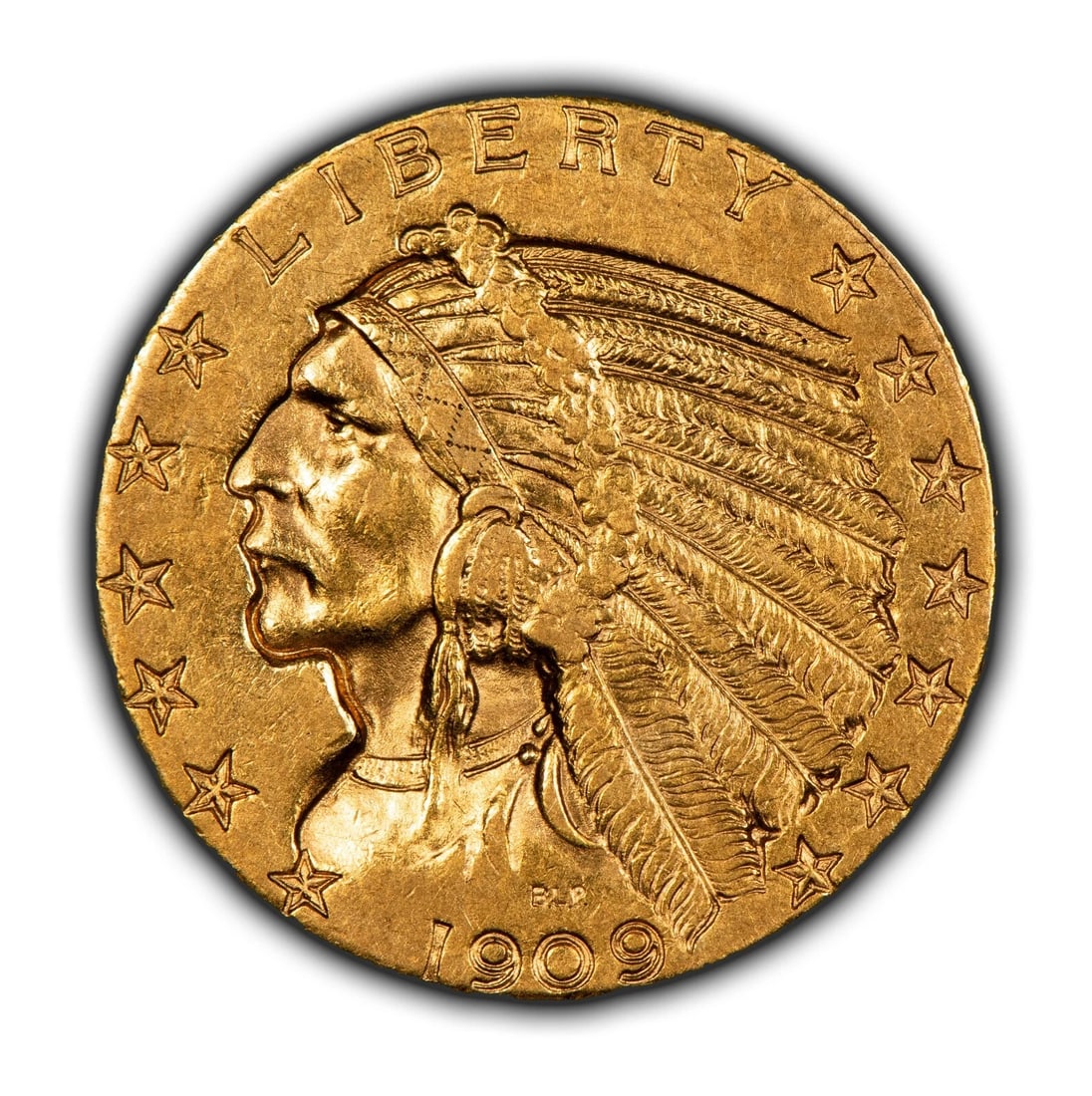 1909 G$5 INDIAN HEAD GOLD HALF EAGLE: 1909 G$5 Indian Head Gold Half Eagle Brand/Mint: U.S. Mint Year: 1909 Fineness: 0.9 Composition: Gold Coin: US Pre-1933 Gold Bullion Denomination: $5 Country of Origin: United States