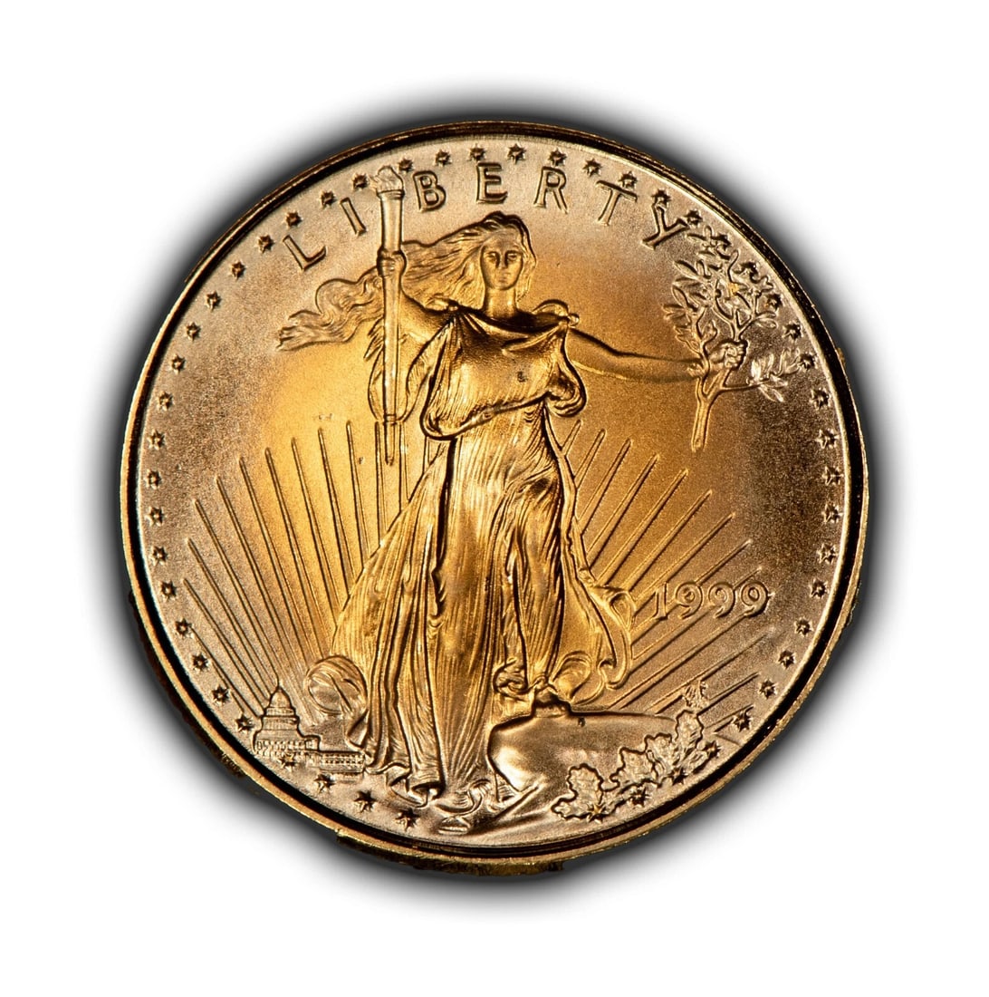 1999 G$5 1/10 OZ GOLD AMERICAN EAGLE: 1999 G$5 1/10 oz Gold American Eagle Brand/Mint: U.S. Mint Year: 1999 Fineness: 0.9167 Composition: Gold Coin: American Eagle Denomination: $5 Country of Origin: United States Ac