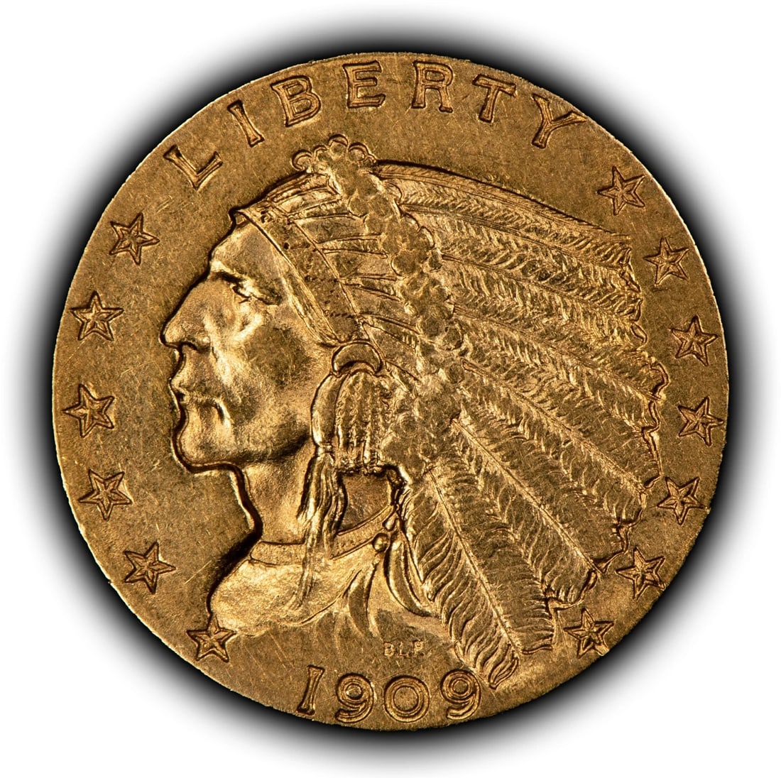 1909 G$2.50 INDIAN HEAD GOLD QUARTER EAGLE: 1909 G$2.50 Indian Head Gold Quarter Eagle Brand/Mint: U.S. Mint Year: 1909 Fineness: 0.9 Composition: Gold Coin: US Pre-1933 Gold Bullion Denomination: $2.50 Country of Origin: United St