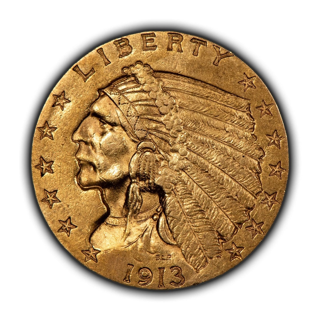 1913 G$2.50 INDIAN HEAD GOLD QUARTER EAGLE: 1913 G$2.50 Indian Head Gold Quarter Eagle Brand/Mint: U.S. Mint Year: 1913 Fineness: 0.9 Composition: Gold Coin: US Pre-1933 Gold Bullion Denomination: $2.50 Country of Origin: United St