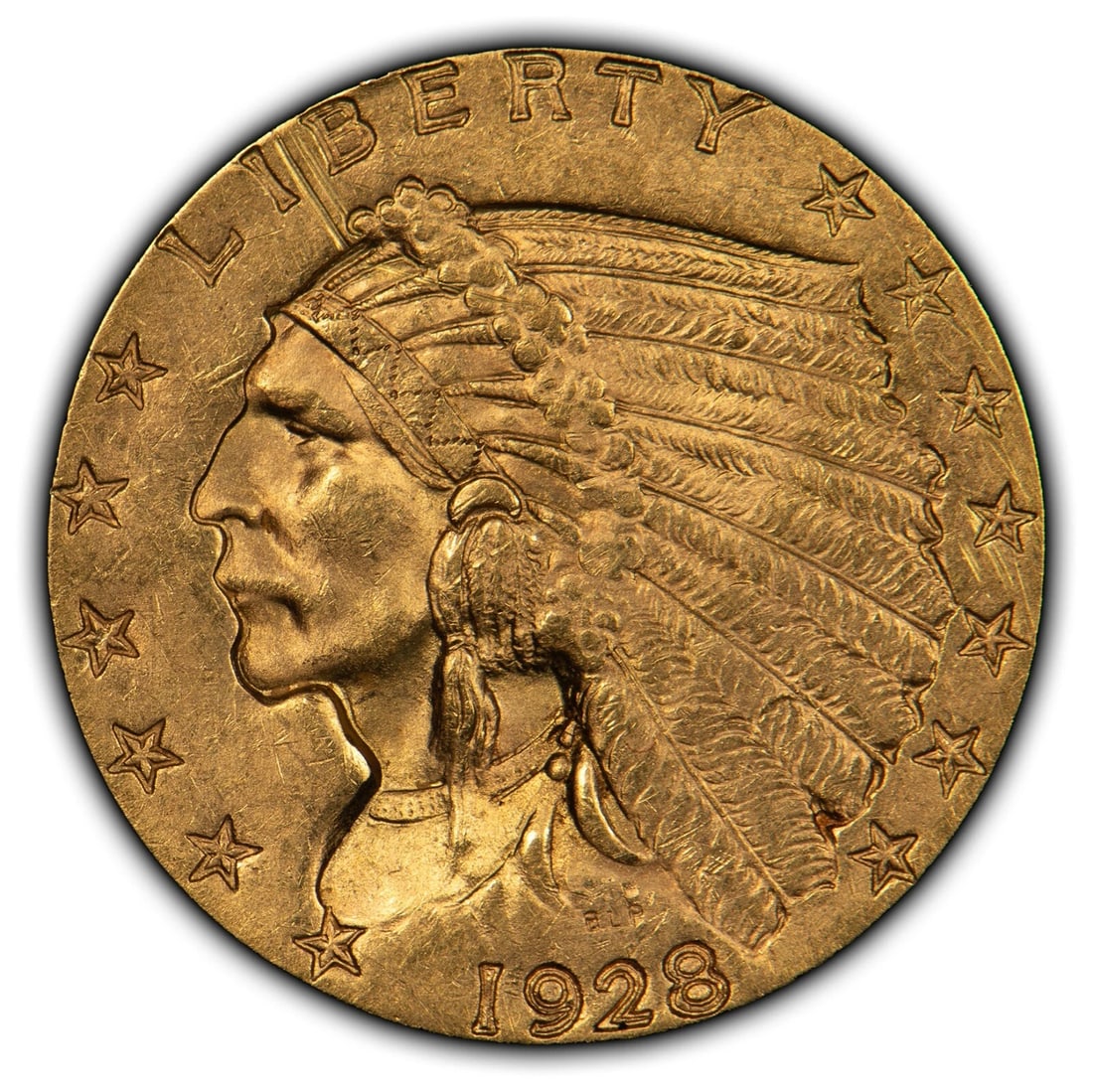 1928 G$2.50 INDIAN HEAD GOLD QUARTER EAGLE: 1928 G$2.50 Indian Head Gold Quarter Eagle Brand/Mint: U.S. Mint Year: 1928 Fineness: 0.9 Composition: Gold Coin: US Pre-1933 Gold Bullion Denomination: $2.50 Country of Origin: United St
