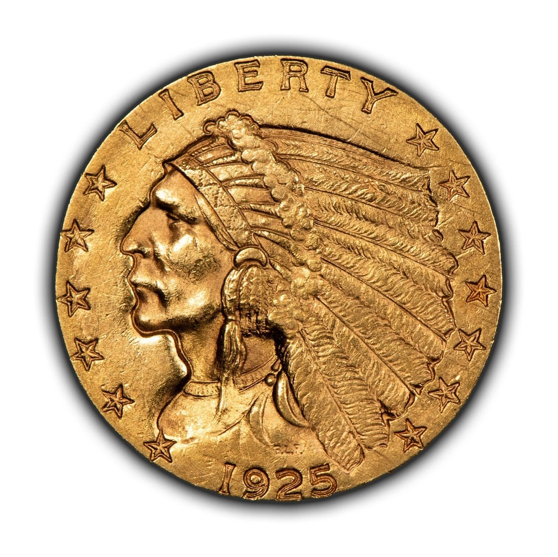 1925 G$2.50 INDIAN HEAD GOLD QUARTER EAGLE: 1925 G$2.50 Indian Head Gold Quarter Eagle Brand/Mint: U.S. Mint Year: 1925 Fineness: 0.9 Composition: Gold Coin: US Pre-1933 Gold Bullion Denomination: $2.50 Country of Origin: United St