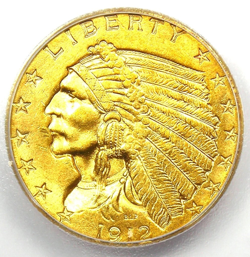 1912 INDIAN GOLD QUARTER EAGLE $2.50 COIN: 1912 Indian Gold Quarter Eagle $2.50 Coin Composition: Gold Year: 1912 Denomination: $2.50 Fineness: None Country of Origin: United States Accessories: None Accessories Notice: When