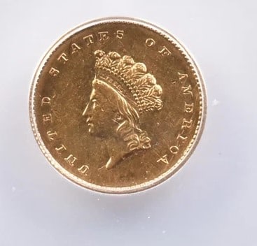 1856-S $1 INDIAN PRINCESS HEAD GOLD DOLLAR (1 of 2)