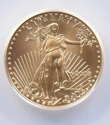 2008-W $10 BURNISHED GOLD EAGLE (1 of 2)