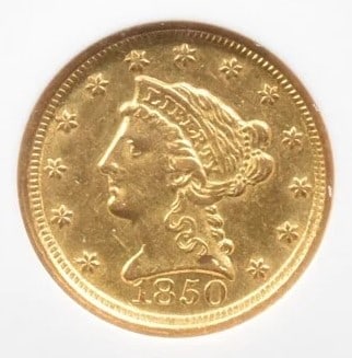 1850-D $2.50 LIBERTY HEAD GOLD QUARTER EAGLE (1 of 2)