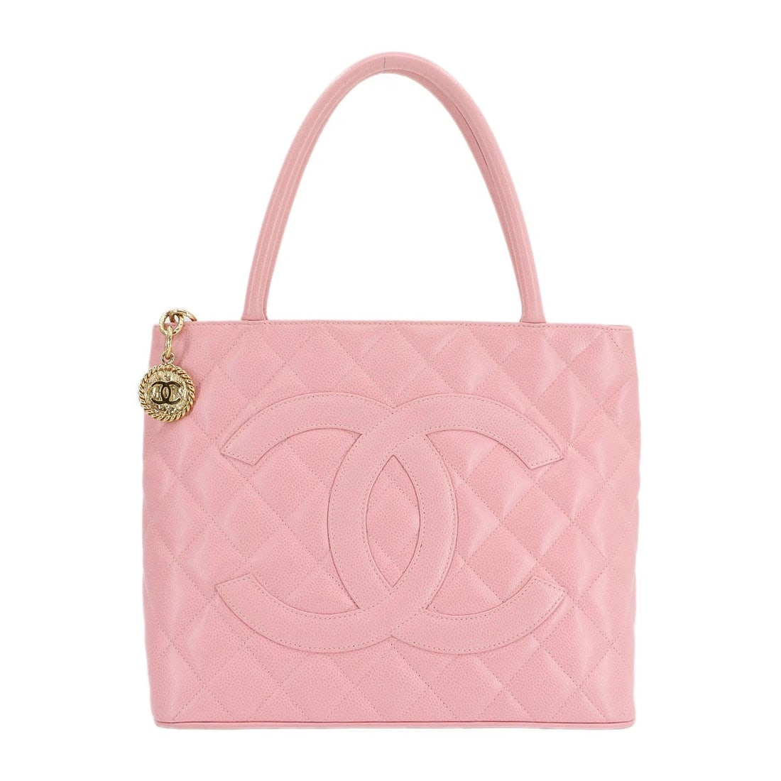 CHANEL MEDALLION TOTE BAG LEATHER PINK: CHANEL Medallion Tote Bag Leather Pink Brand: CHANEL Type: Tote Bag Material: Leather Color: Pink Size: W 11.81 inch, H 9.84 inch, D 5.91 inch Handle 16.5inch (43cm) Accessories: None Acces