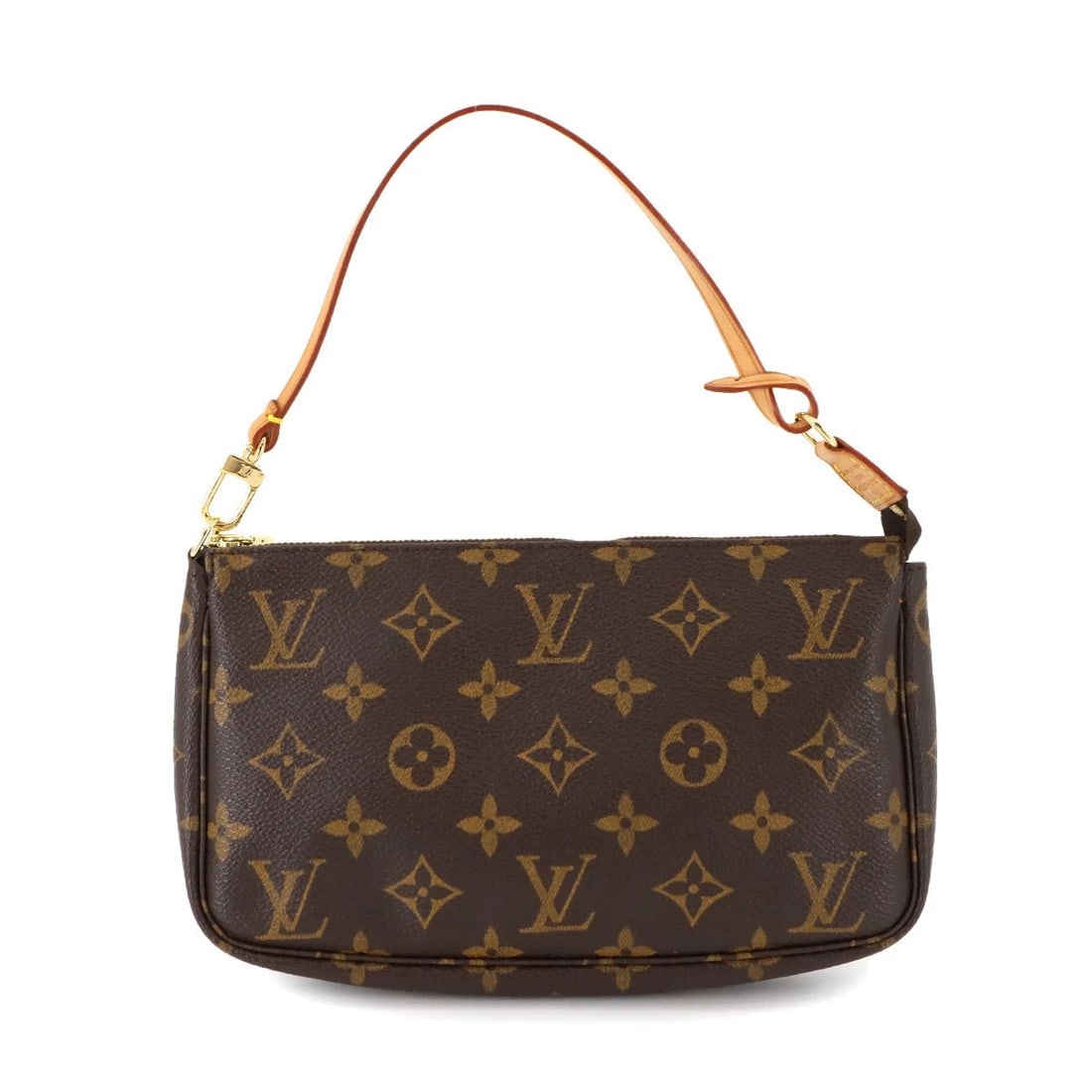 LOUIS VUITTON MONOGRAM POCHETTE ACCESSOIRES HAND BAG: LOUIS VUITTON Monogram Pochette Accessoires Hand Bag Brand: LOUIS VUITTON Type: Hand Bag Material: Monogram Canvas Color: Monogram Size: W 8.27 inch, H 4.92 inch, D 1.38 inch Handle 12.2inch (31cm
