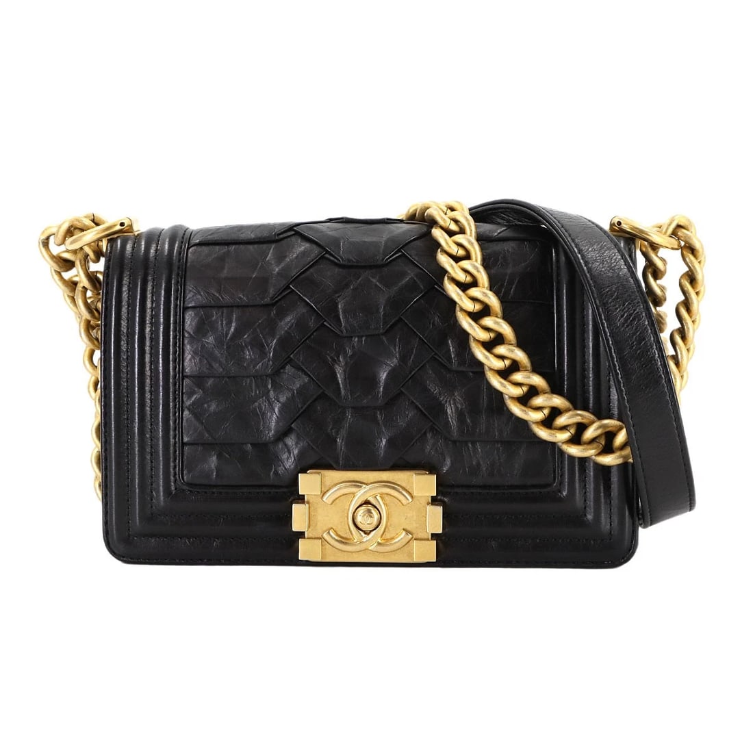 CHANEL SMALL CHAIN SHOULDER BAG LEATHER BLACK: CHANEL Small Chain Shoulder Bag Leather Black Brand: CHANEL Type: Shoulder Bag Material: Leather Color: Black Size: W 7.87 inch, H 4.72 inch, D 2.76 inch Shoulder 26.8inch to 44.5inch (68cm to 113