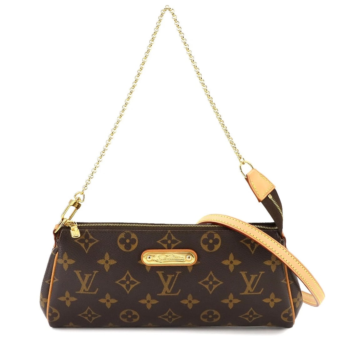 LOUIS VUITTON MONOGRAM EVA 2WAY HAND SHOULDER BAG: LOUIS VUITTON Monogram Eva 2way Hand Shoulder Bag Brand: LOUIS VUITTON Type: Hand Bag / Shoulder Bag Material: Monogram Canvas Color: Monogram Size: W 9.84 inch, H 4.72 inch, D 1.77 inch Handle 18