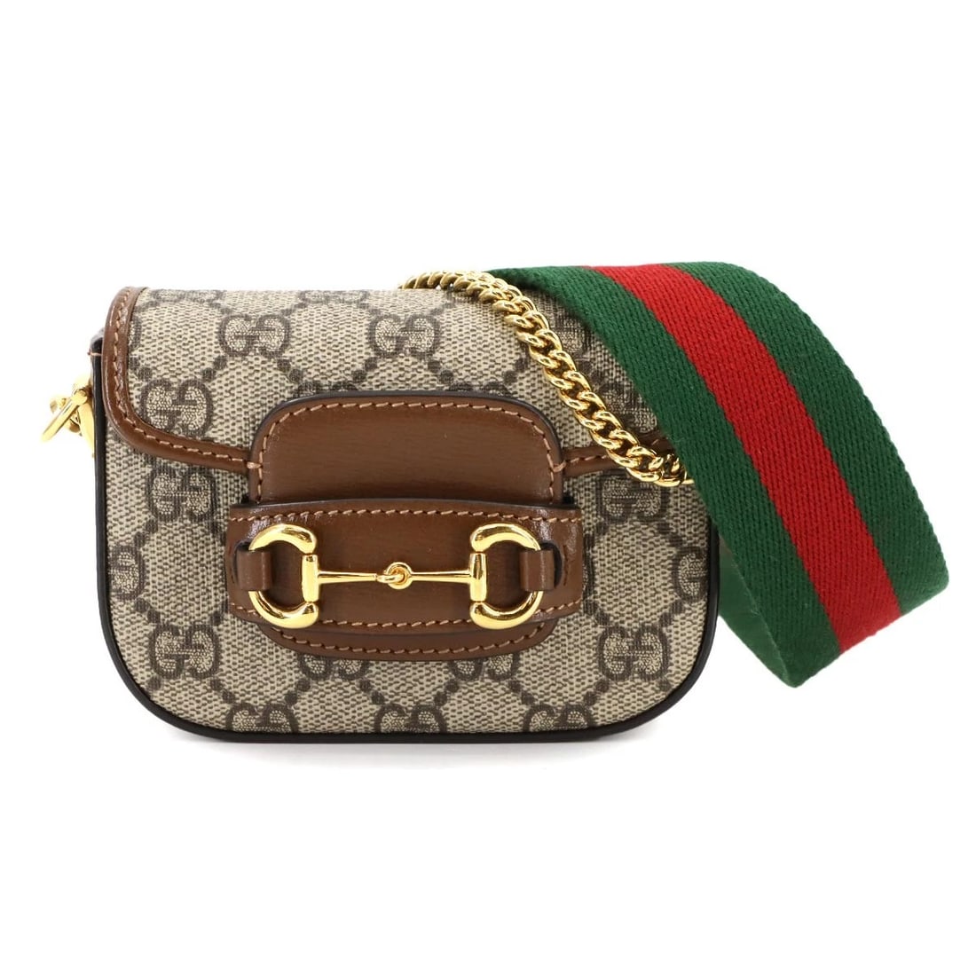 GUCCI HORSEBIT MINI CHAIN HAND SHOULDER BAG GG SUPREME CANVAS: GUCCI Horsebit Mini Chain Hand Shoulder Bag GG Supreme Canvas Brand: GUCCI Type: Hand Bag / Shoulder Bag Material: GG Supreme Canvas , Leather Color: Beige , Brown Size: W 4.92 inch, H 3.54 inch,