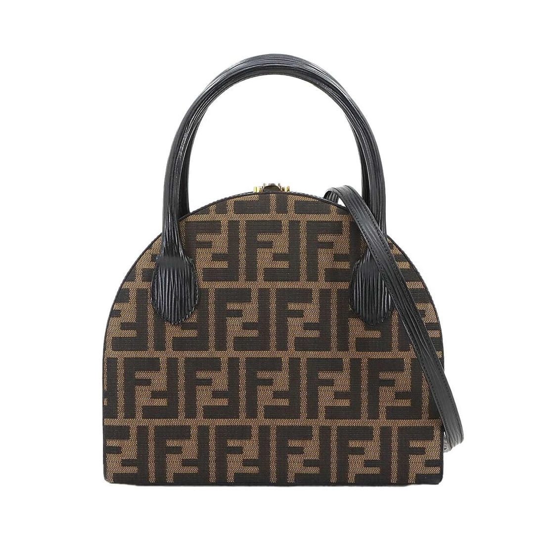 FENDI ZUCCA HAND SHOULDER BAG CANVAS LEATHER BROWN BLACK VINTAGE: FENDI Zucca Hand Shoulder Bag Canvas Leather Brown Black Vintage Brand: FENDI Type: Hand Bag / Shoulder Bag Material: Canvas , Leather Color: Brown , Black Size: W 8.86 inch, H 7.87 inch, D 3.54 i