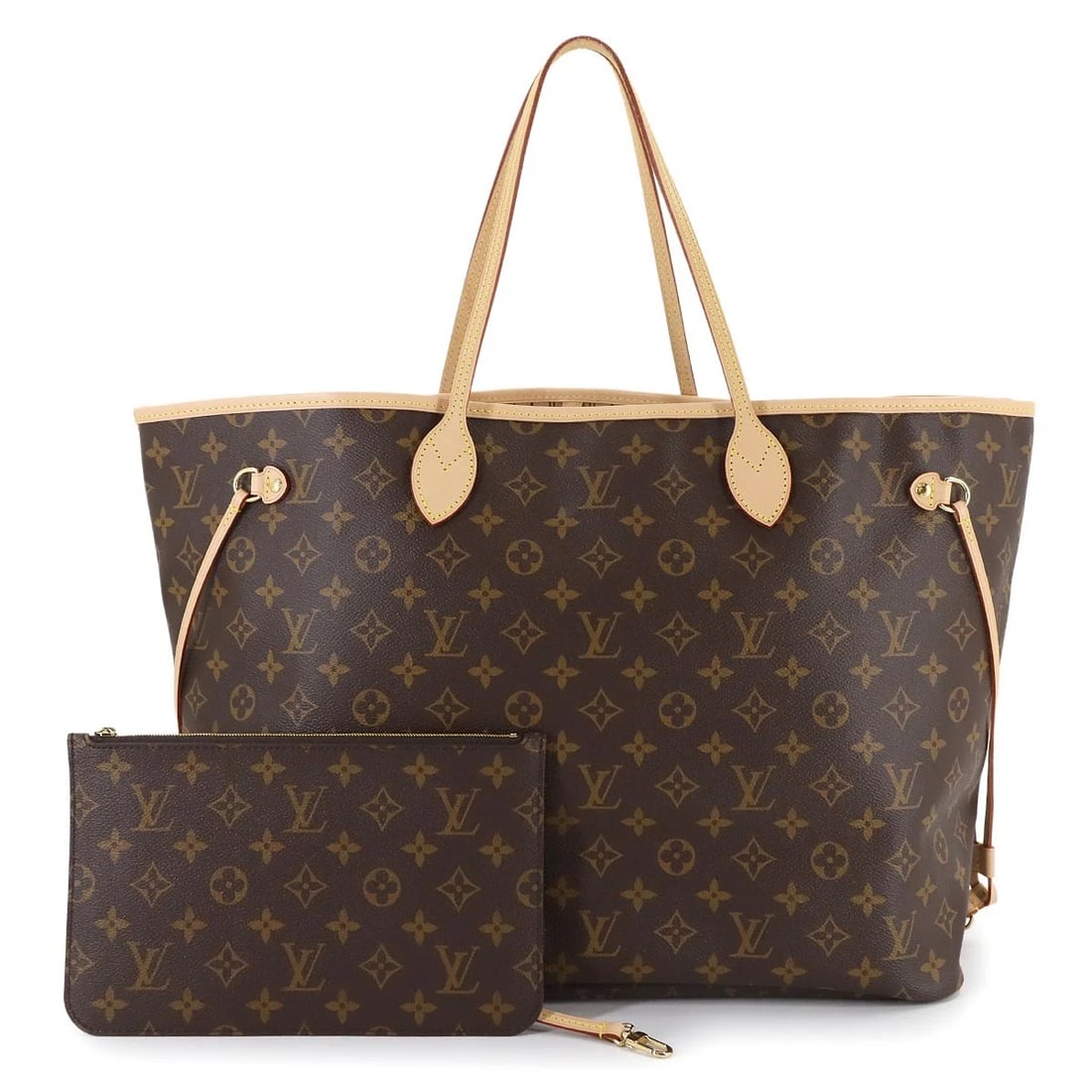 LOUIS VUITTON MONOGRAM NEVERFULL GM TOTE BAG BROWN PURSE: LOUIS VUITTON Monogram Neverfull GM Tote Bag Brown Purse Brand: LOUIS VUITTON Type: Tote Bag Material: Monogram Canvas Color: Monogram Size: W 15.75 inch, H 12.60 inch, D 7.48 inch Handle 18.1inch