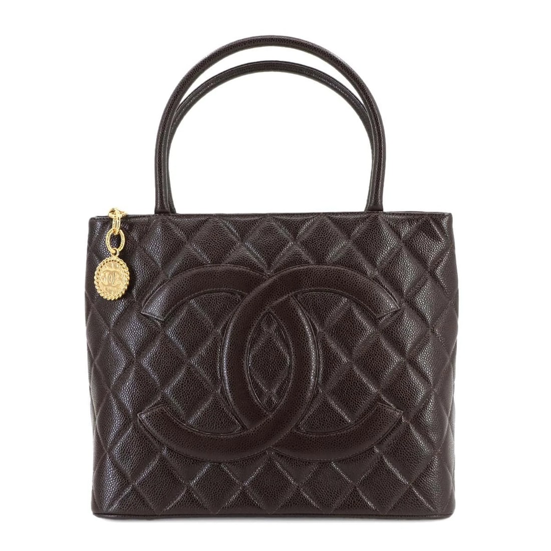CHANEL MEDALLION TOTE BAG LEATHER BROWN: CHANEL Medallion Tote Bag Leather Brown Brand: CHANEL Type: Tote Bag Material: Leather Color: Brown Size: W 11.81 inch, H 9.65 inch, D 5.91 inch Handle 16.1inch (41cm) Accessories: None Ac