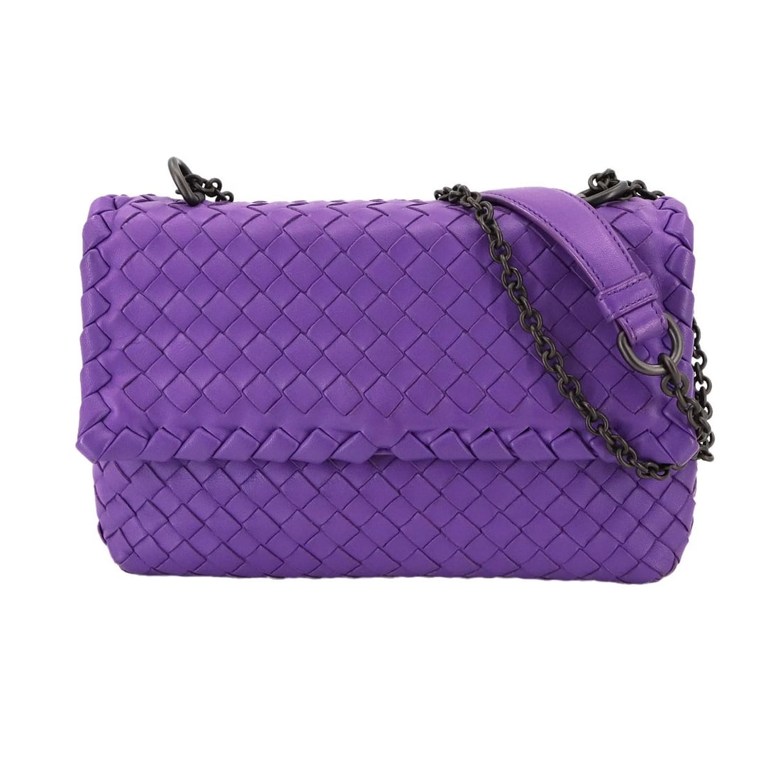 BOTTEGA VENETA INTRECCIATO CHAIN SHOULDER BAG LEATHER PURPLE: BOTTEGA VENETA Intrecciato Chain Shoulder Bag Leather Purple Brand: BOTTEGA VENETA Type: Shoulder Bag Material: Leather Color: Purple Size: W 8.07 inch, H 5.71 inch, D 2.56 inch Shoulder 27.6inch