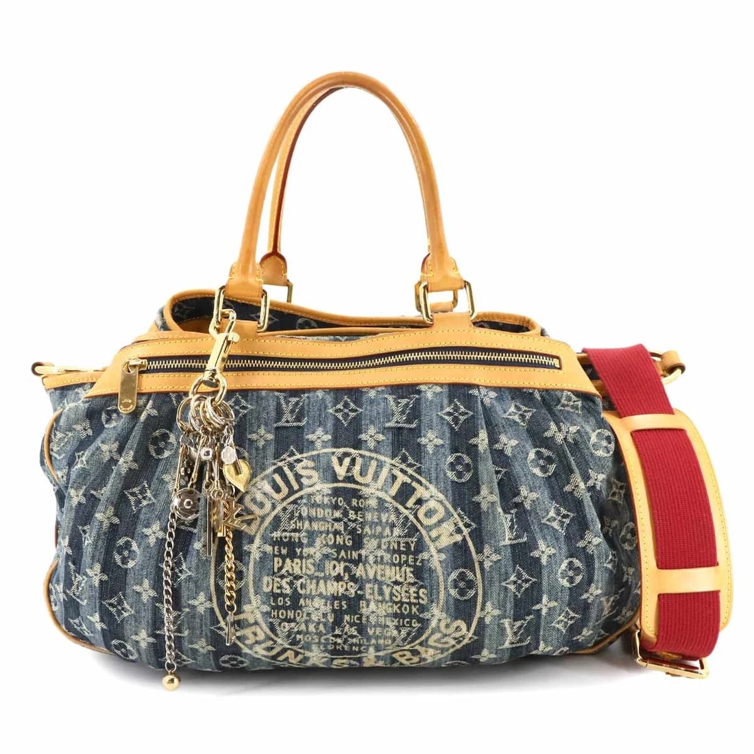 LOUIS VUITTON MONOGRAM DENIM GM 2WAY BAG BLUE: LOUIS VUITTON Monogram Denim GM 2WAY Bag Blue Brand: LOUIS VUITTON Type: Hand Bag / Shoulder Bag Material: Monogram Denim Canvas Color: Blue Size: W 16.93 inch, H 11.02 inch, D 6.69 inch Handle 17