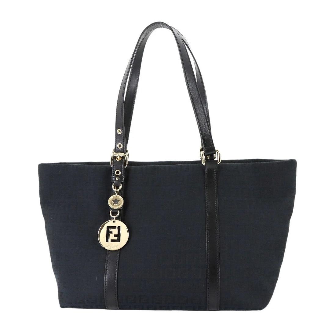 FENDI ZUCCHINO TOTE BAG CANVAS LEATHER BLACK PURSE: FENDI Zucchino Tote Bag Canvas Leather Black Purse Brand: FENDI Type: Tote Bag Material: Canvas , Leather Color: Black Size: W 12.60 inch, H 9.45 inch, D 5.51 inch Shoulder 18.1inch to 22inch (46c