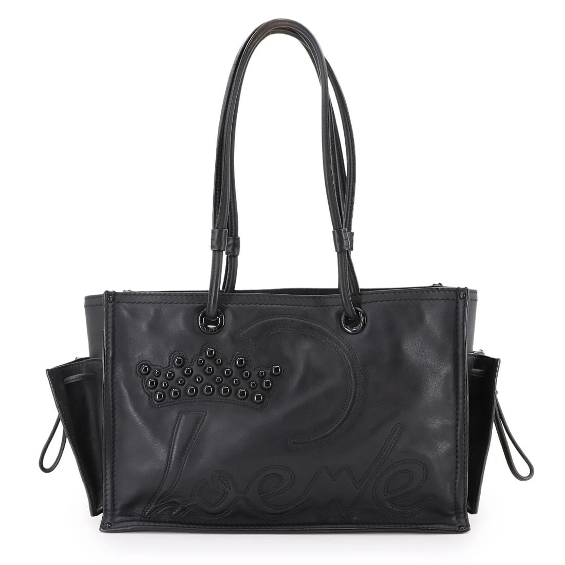 LOEWE SHOPPER TOTE BAG LEATHER BLACK PURSE (1 of 8)