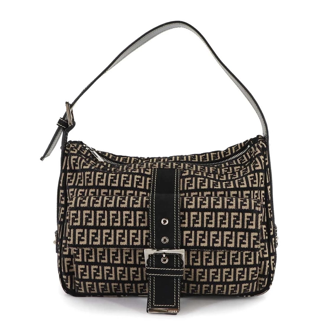 FENDI ZUCCHINO SHOULDER BAG SUEDE CANVAS BLACK BEIGE PURSE: FENDI Zucchino Shoulder Bag Suede Canvas Black Beige Purse Brand: FENDI Type: Shoulder Bag Material: Suede , Canvas , Leather Color: Black , Beige Size: W 11.42 inch, H 8.66 inch, D 4.33 inch Shou