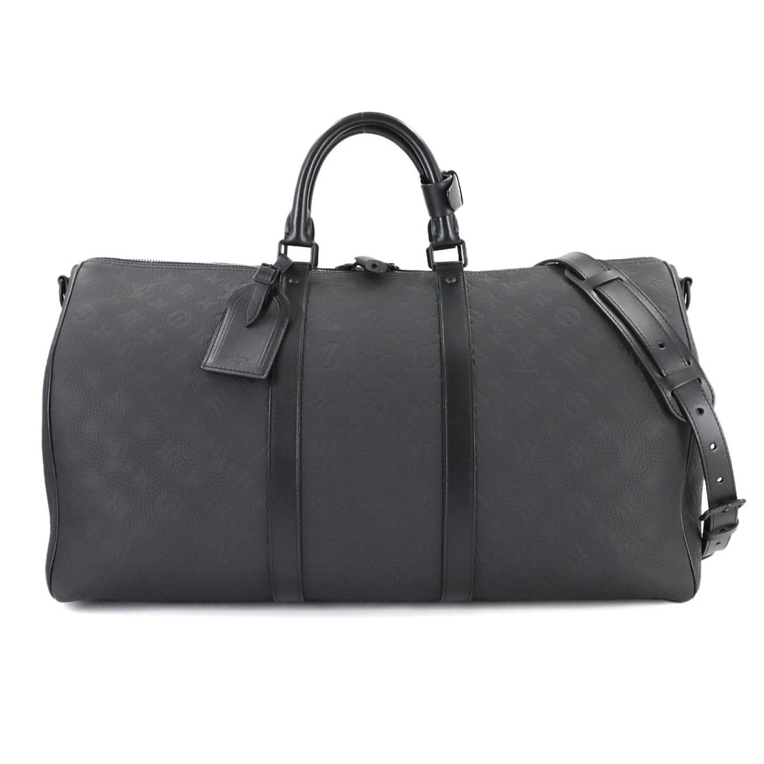 LOUIS VUITTON MONOGRAM TAURILLON KEEPALL BANDOULIERE 50 PURSE: LOUIS VUITTON Monogram Taurillon Keepall Bandouliere 50 Purse Brand: LOUIS VUITTON Type: Luggage / Shoulder Bag Material: Monogram Taurillon Leather Color: Black Size: W 20.28 inch, H 11.42 inch,