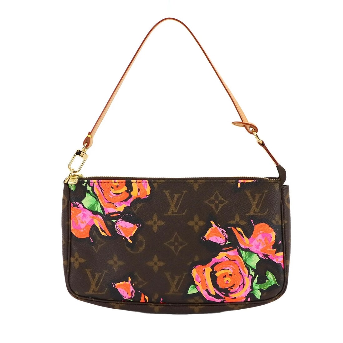 LOUIS VUITTON MONOGRAM ROSE POCHETTE ACCESSOIRES HAND BAG: LOUIS VUITTON Monogram Rose Pochette Accessoires Hand Bag Brand: LOUIS VUITTON Type: Hand bag Material: Monogram Rose Canvas Color: Monogram Rose Size: W 8.66 inch, H 5.12 inch, D 1.18 inch Handle