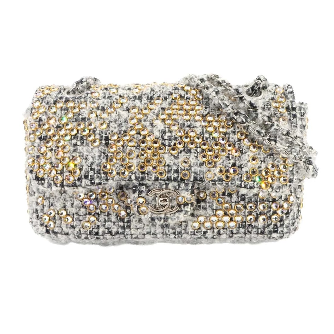 CHANEL CHAIN SHOULDER BAG TWEED GRAY PURSE: CHANEL Chain Shoulder Bag Tweed Gray Purse Brand: CHANEL Type: Shoulder Bag Material: Tweed Color: Gray Size: W 9.45 inch, H 5.91 inch, D 1.97 inch Shoulder 20.5inch to 34.3inch (52cm to 87cm) Ac