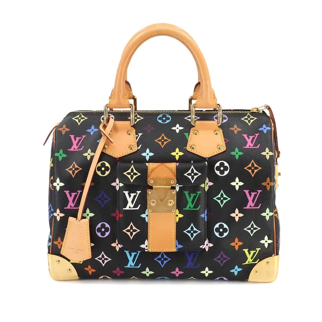 LOUIS VUITTON MONOGRAM MULTICOLOR SPEEDY 30 HAND BAG NOIR (1 of 7)