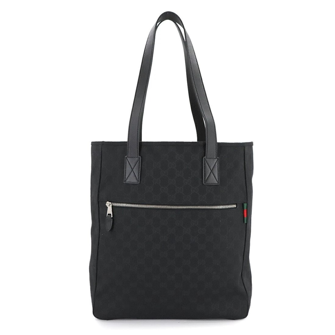GUCCI GG CANVAS TOTE BAG LEATHER BLACK PURSE: GUCCI GG Canvas Tote Bag Leather Black Purse Brand: GUCCI Type: Tote Bag Material: GG Canvas , Leather Color: Black Size: W 12.60 inch, H 14.37 inch, D 4.72 inch Handle 23.6inch (60cm) Accessorie