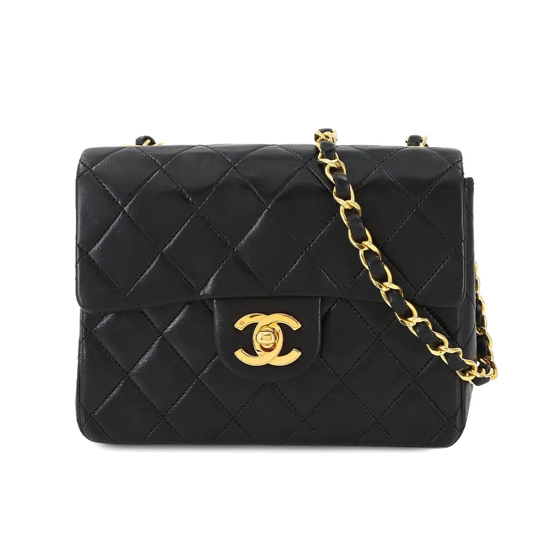 CHANEL MINI MATELASSE CHAIN SHOULDER BAG LEATHER BLACK PURSE: CHANEL Mini Matelasse Chain Shoulder Bag Leather Black Purse Brand: CHANEL Type: Shoulder Bag Material: Leather Color: Black Size: W 6.69 inch, H 5.12 inch, D 2.56 inch Shoulder 44.1inch (112cm)