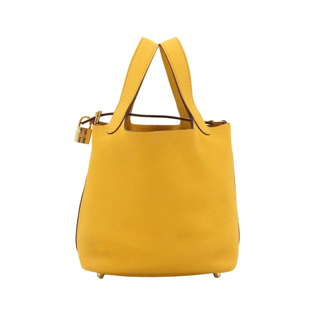 HERMES PICOTIN LOCK PM HAND BAG TAURILLON CLEMENCE JAUNE AMBRE: HERMES Picotin Lock PM Hand Bag Taurillon Clemence Jaune Ambre Brand: HERMES Type: Hand Bag Material: Taurillon Clemence Color: Jaune Ambre Size: W 7.28 inch, H 7.28 inch, D 5.31 inch Handle 10.6i
