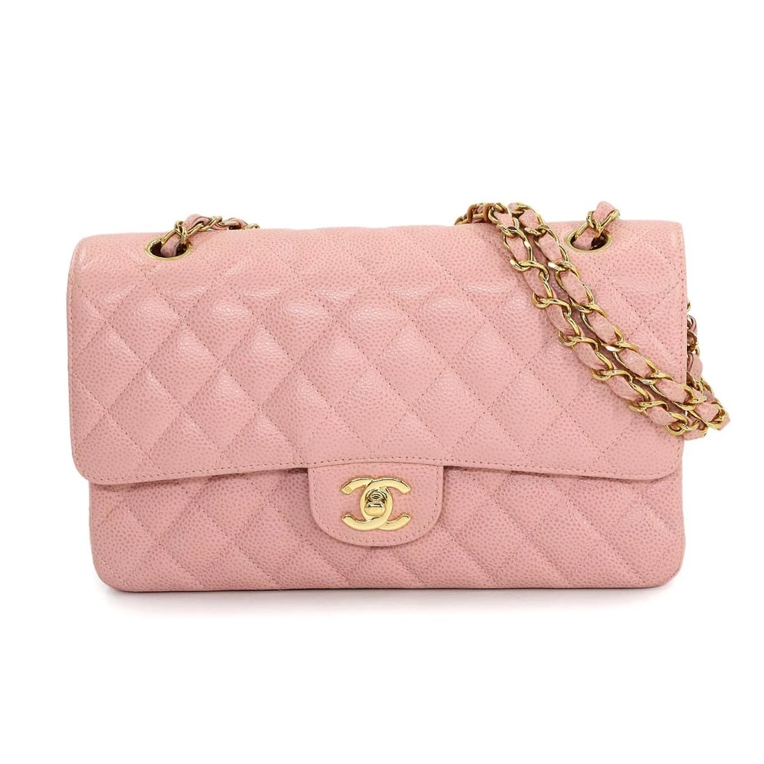CHANEL MATELASSE 25 CHAIN SHOULDER BAG LEATHER PINK PURSE: CHANEL Matelasse 25 Chain Shoulder Bag Leather Pink Purse Brand: CHANEL Type: Shoulder Bag Material: Leather Color: Pink Size: W 9.84 inch, H 5.71 inch, D 2.56 inch Shoulder 21.3inch to 35.4inch (