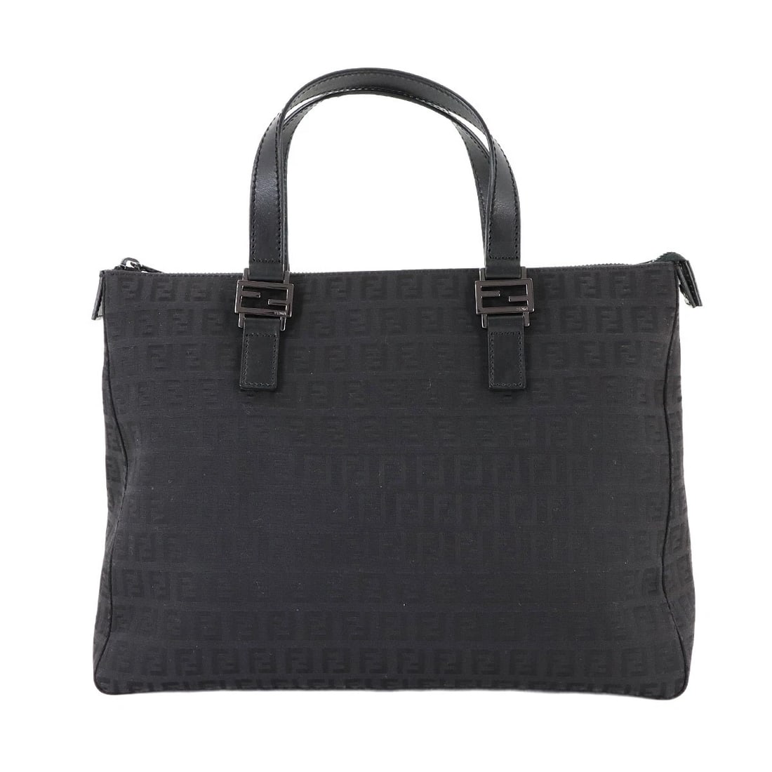 FENDI ZUCCHINO TOTE BAG CANVAS LEATHER BLACK PURSE: FENDI Zucchino Tote Bag Canvas Leather Black Purse Brand: FENDI Type: Tote Bag Material: Canvas , Leather Color: Black Size: W 13.19 inch, H 9.65 inch, D 4.53 inch Handle 12.2inch (31cm) Accessor