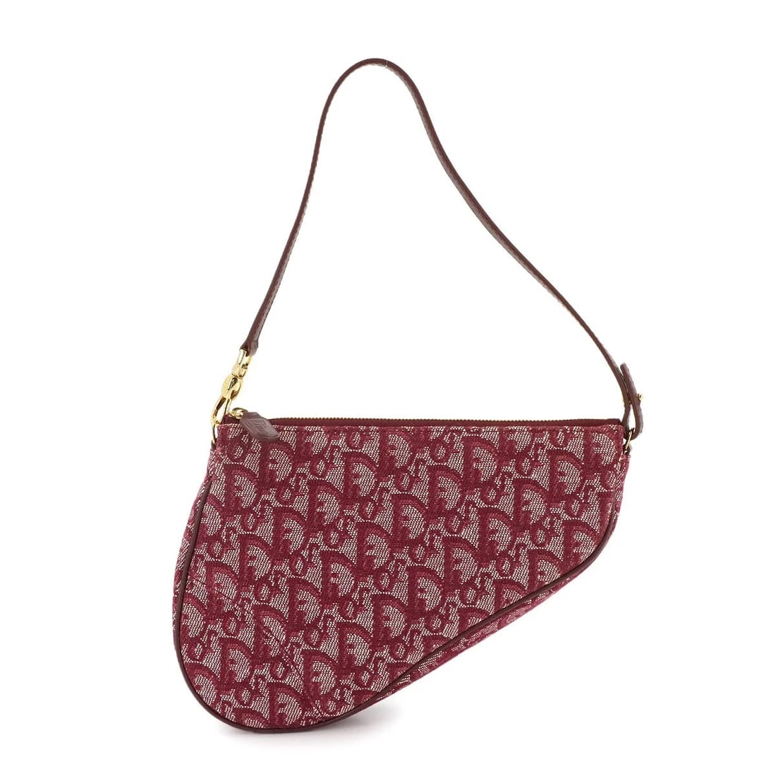 CHRISTIAN DIOR TROTTER SADDLE SHOULDER BAG CANVAS LEATHER BORDEAUX: Christian Dior Trotter Saddle Shoulder Bag Canvas Leather Bordeaux Brand: Christian Dior Type: Shoulder Bag Material: Canvas , Leather Color: Bordeaux Size: W 8.66 inch, H 6.10 inch, D 1.77 inch H