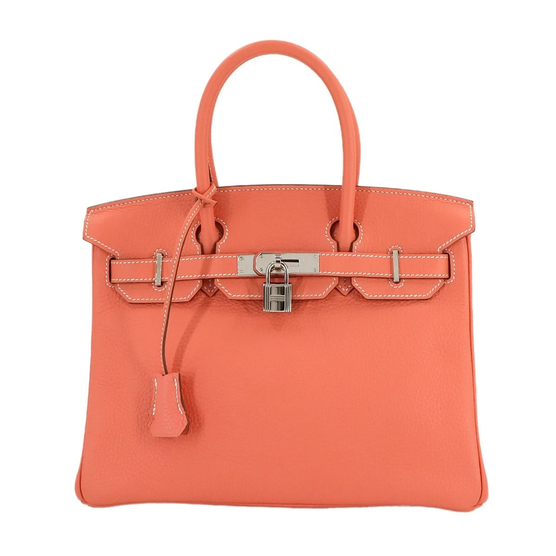 HERMES BIRKIN 30 TAURILLON CLEMENCE CREVETTE HAND BAG PURSE PINK: HERMES Birkin 30 Taurillon Clemence Crevette Hand Bag Purse Pink Brand: HERMES Type: Hand Bag Material: Taurillon Clemence Color: Crevette Size: W 11.61 inch, H 9.65 inch, D 6.10 inch Handle 11inc