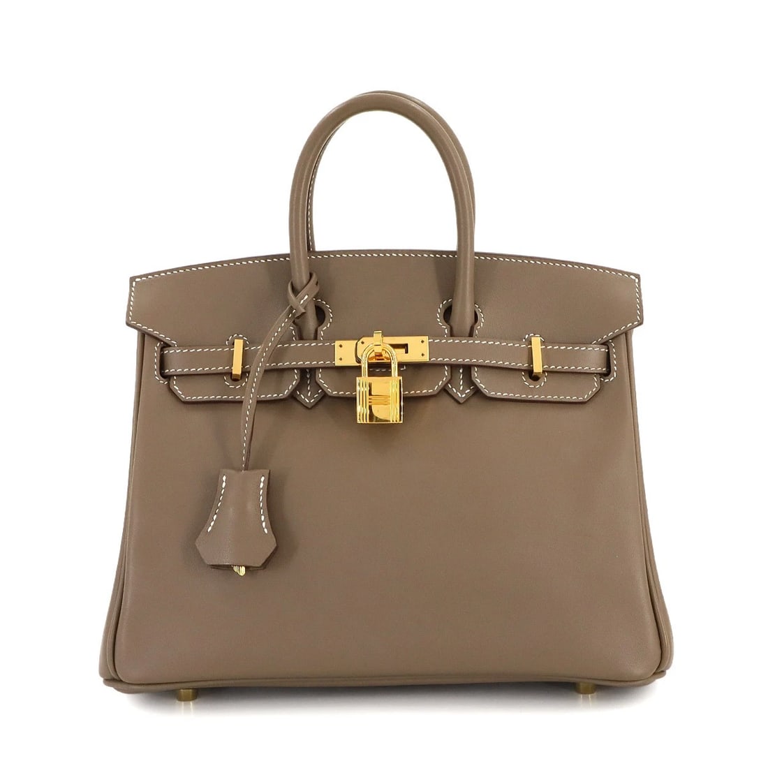 HERMES BIRKIN 25 HAND BAG SWIFT ETOUPE PURSE: HERMES Birkin 25 Hand Bag Swift Etoupe Purse Brand: HERMES Type: Hand Bag Material: Swift Color: Etoupe Size: W 10.04 inch, H 7.48 inch, D 5.31 inch Handle 7.1inch (18cm) Accessories: None