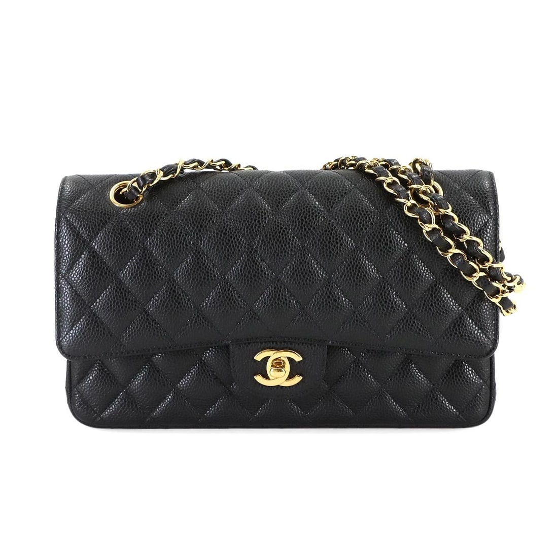 CHANEL MATELASSE 25 CHAIN SHOULDER BAG LEATHER BLACK: CHANEL Matelasse 25 Chain Shoulder Bag Leather Black Brand: CHANEL Type: Shoulder Bag Material: Leather Color: Black Size: W 10.04 inch, H 5.91 inch, D 2.56 inch Shoulder 20.9inch to 33.9inch (53c