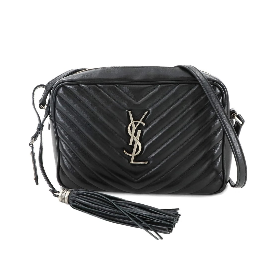 SAINT LAURENT LOU SHOULDER BAG LEATHER BLACK: SAINT LAURENT Lou Shoulder Bag Leather Black Brand: SAINT LAURENT Type: Shoulder Bag Material: Leather Color: Black Size: W 8.86 inch, H 6.30 inch, D 2.36 inch Shoulder 52inch to 57.9inch (132cm t