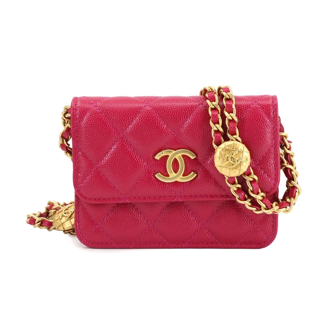 CHANEL MATELASSE CHAIN WALLET COIN CASE LEATHER PINK PURSE: CHANEL Matelasse Chain Wallet Coin case Leather Pink Purse Brand: CHANEL Type: Coin case Material: Leather Color: Pink Size: W 4.72 inch, H 3.54 inch, D 0.79 inch Accessories: None Accesso