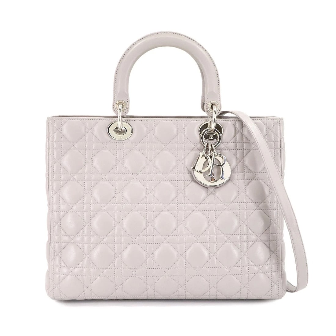 CHRISTIAN DIOR DIOR LARGE HAND SHOULDER BAG LEATHER GRAY: Christian Dior Dior Large Hand Shoulder Bag Leather Gray Brand: Christian Dior Type: Hand Bag / Shoulder Bag Material: Leather Color: Gray Size: W 12.40 inch, H 9.84 inch, D 4.72 inch Handle 12.2i