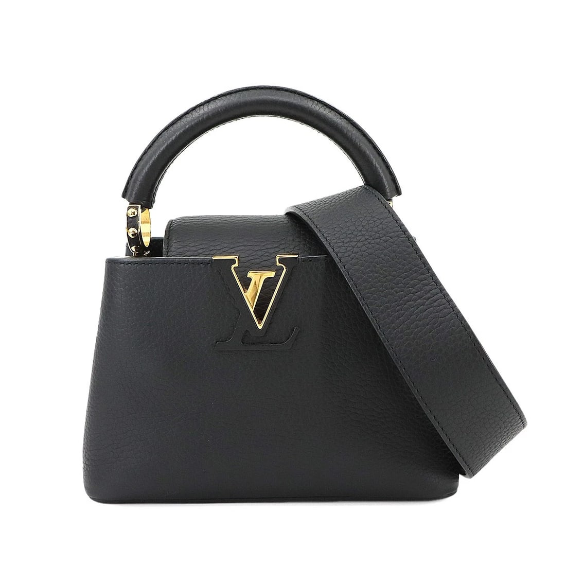 LOUIS VUITTON CAPUCINES MINI HAND SHOULDER BAG TAURILLON LEATHER: LOUIS VUITTON Capucines MINI Hand Shoulder Bag Taurillon Leather Brand: LOUIS VUITTON Type: Hand Bag / Shoulder Bag Material: Taurillon Leather Color: Noir Size: W 7.87 inch, H 5.12 inch, D 2.95 i